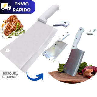 Cutelo Profissional de Açougueiro com Lamina para Cortar Carnes Aves Peixes Ossos Juntas de Aço Inox