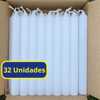 Kit Vela Palito Número 8 Branca 17cm Atacado 32 Unidades