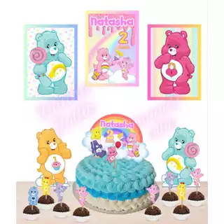 Kit só um bolinho Ursinhos carinhosos personalizado Topo de bolo aniversário 50 peças