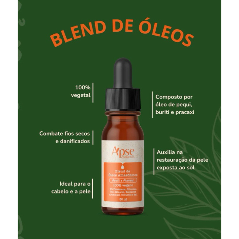 Blend de óleos amazônicos (Buriti, Pracaxi e Pequi) 30ml