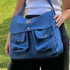Bolsa Feminina de Ombro Transversal Jeans Grande Capacidade/ Faculdade e trabalho