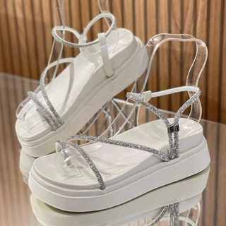 Sandalia Flatform Birken Plataforma Brilho Ajuste Papete Brilho Bordada Lançamento
