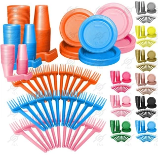 Kit Descartavel Econômico Festa de Aniversário 50 Pessoas 150 Itens Festas e Comemorações