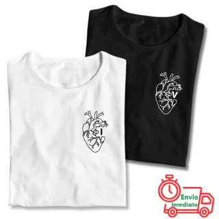 Kit 2 Camisetas Casal Com Letra Personalizável - 100% Algodão