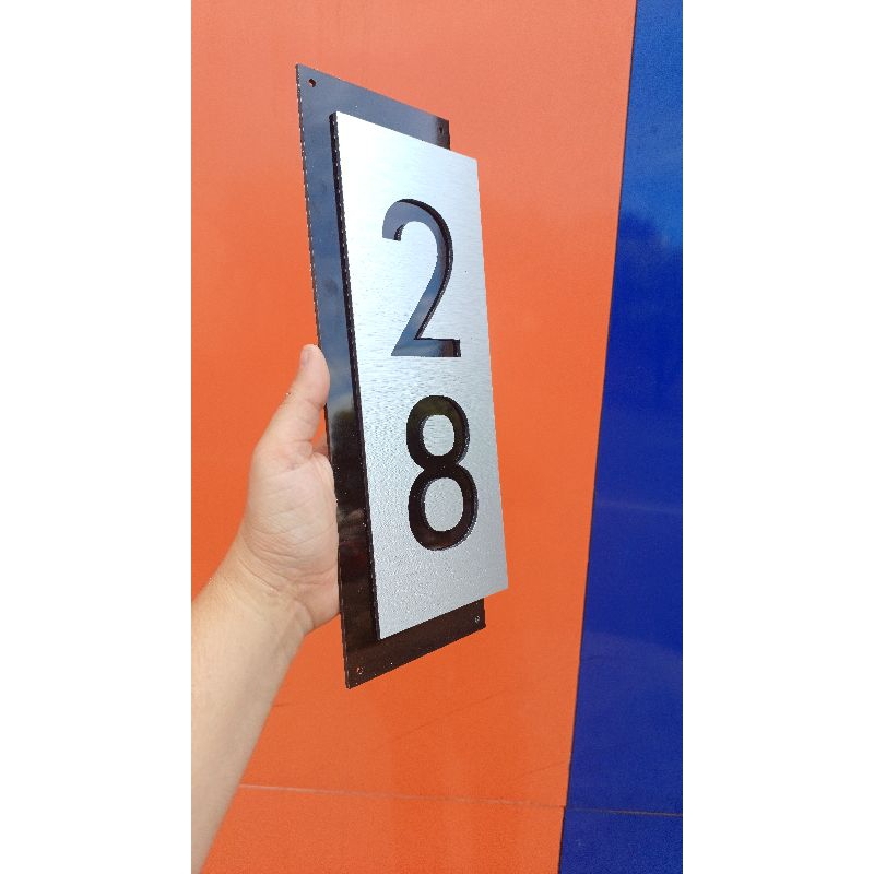 Numeros para casa, residências, placa sobreposta preta com prata ...