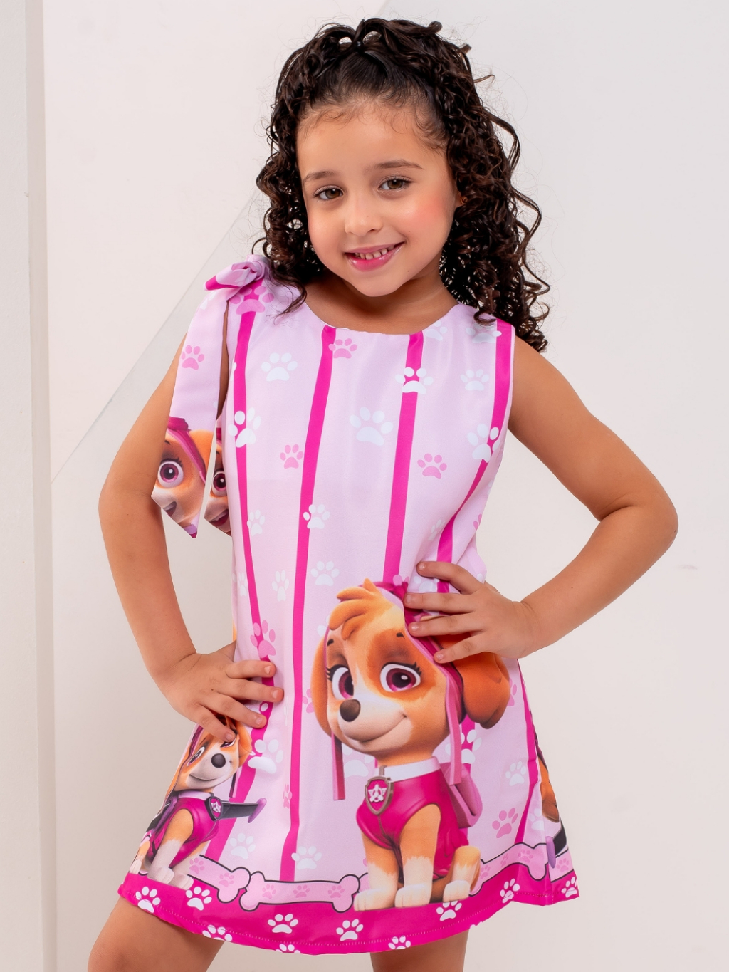vestido temático infantil, desenho da sky, patrulha canina, roupa de ...