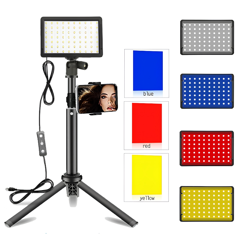 Photography Lamp Kit Iluminação Andoer Usb Video Conference Com 1X Claro De Vídeo - Led 5600k Regulável + 1X Tripé De Mesa + 1x180°