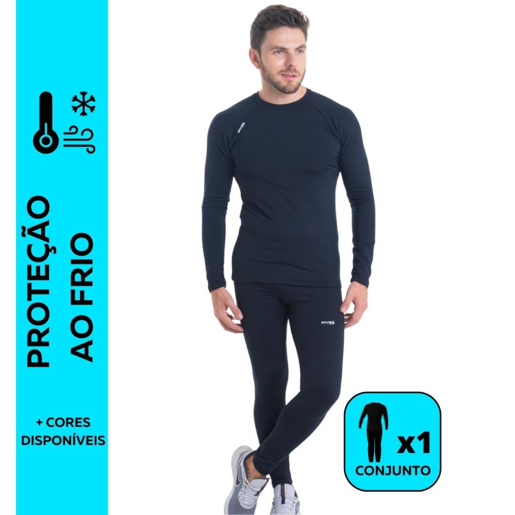 Conjunto Masculino Camiseta Calça Térmica Flanelada Segunda Pele Frio Vento Alta Qualidade Premium - Envio Rápido Promoção