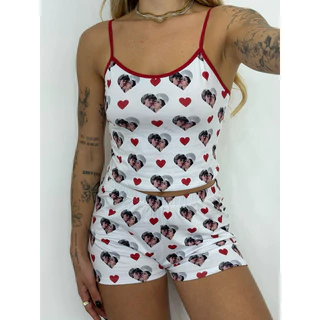 pijama personalizado com foto presente especial casal amigos pet dia dos namorados baby Doll suede