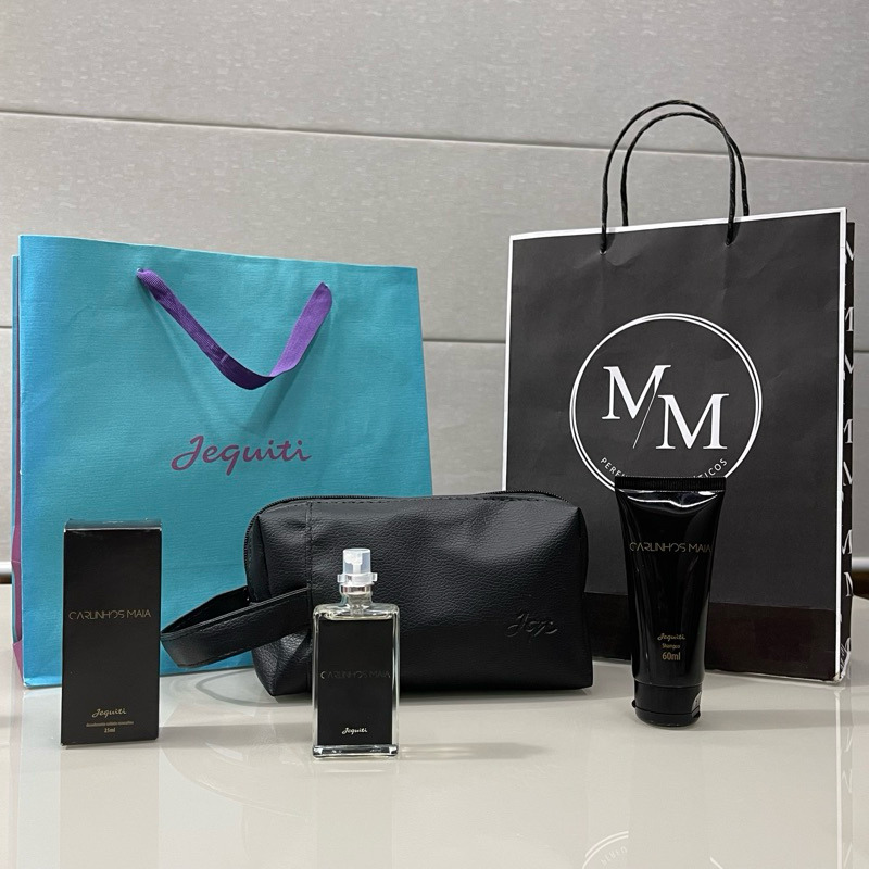 Kit Carlinhos Maia Masculino Colônia Shampoo Cabelo e Corpo e Necessaire Preta Jequiti