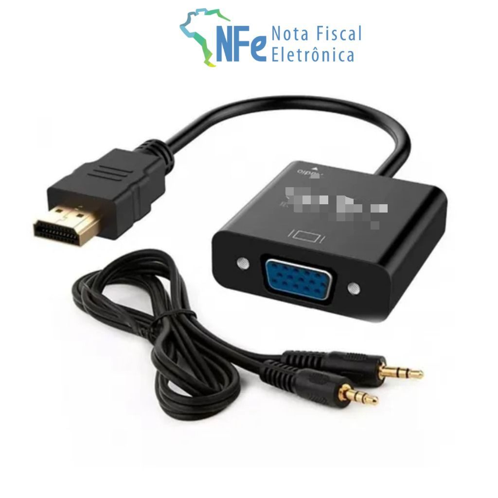 Adaptador Conversor HDMI para VGA com saída de Áudio P2 para Notebook PC Desktop TV Box PS3 Xbox