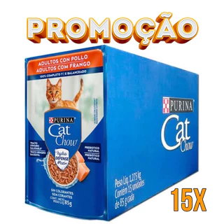Kit 15 Sachê Purina Cat Chow Para Gatos Adultos Sabor Frango