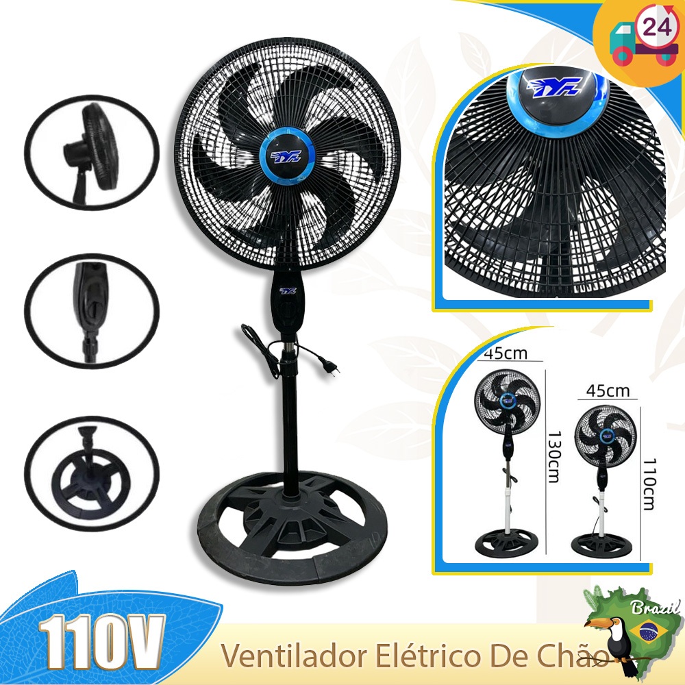 Ventilador Chão Solaris Fs1608 Preto Com 6 Pás De Plástico, 50 cm De Diâmetro 60 Hz 110 v