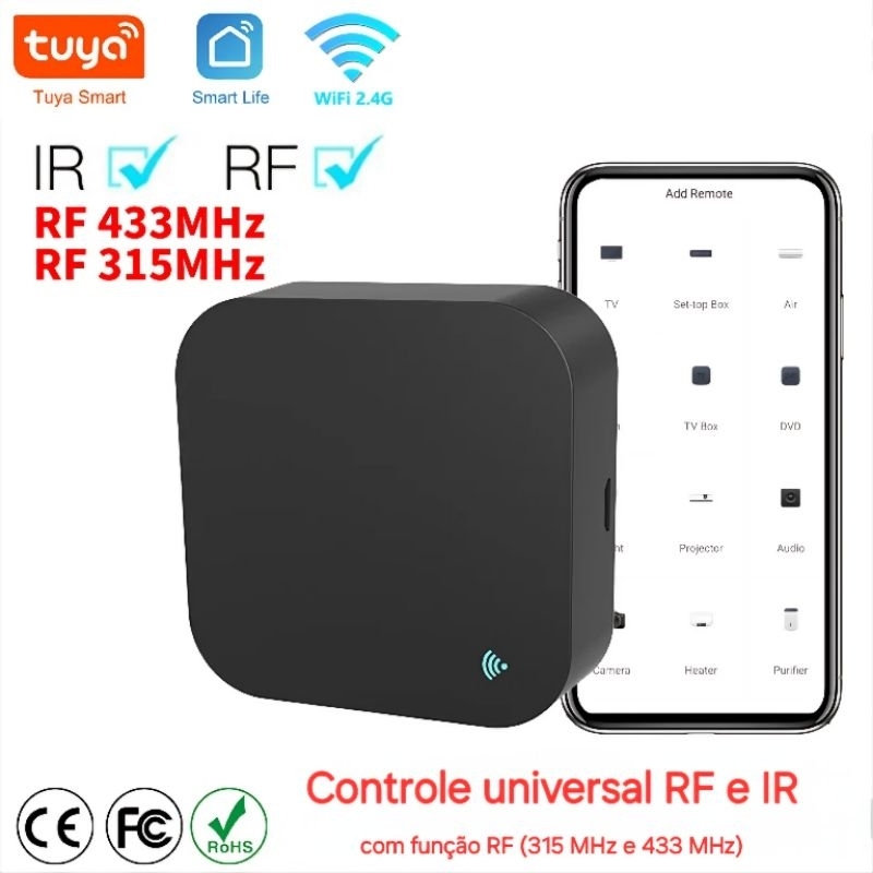 Controle universal wi-fi RF e IR Tuya Alexa