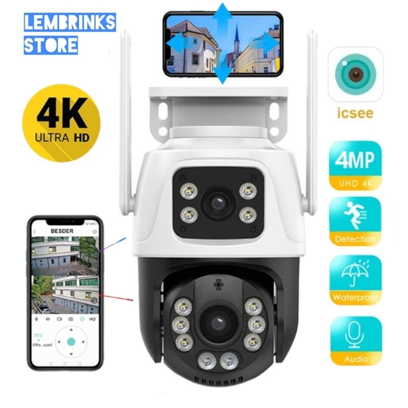 Camera IP wi-fi externa ICsee 4MP PTZ Alexa com Onvif NVR IP66