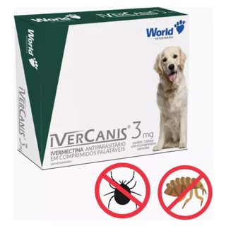 Remedio para carrapato, pulgas e sarna Ivercanis 3mg C/4 Comprimidos - World envio FULL