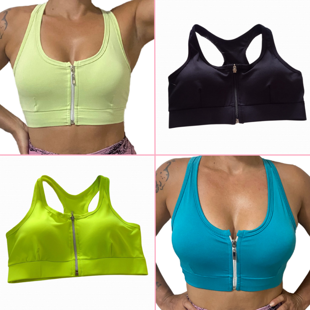 Top Fitness de Academia com Zíper e Bojo Removível