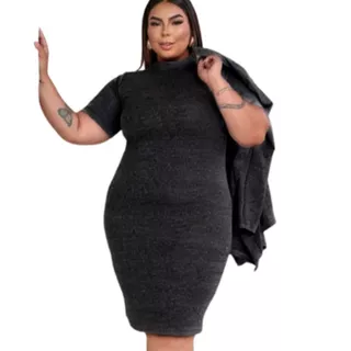 Conjunto vestido e cardigã em lanzinha plus size