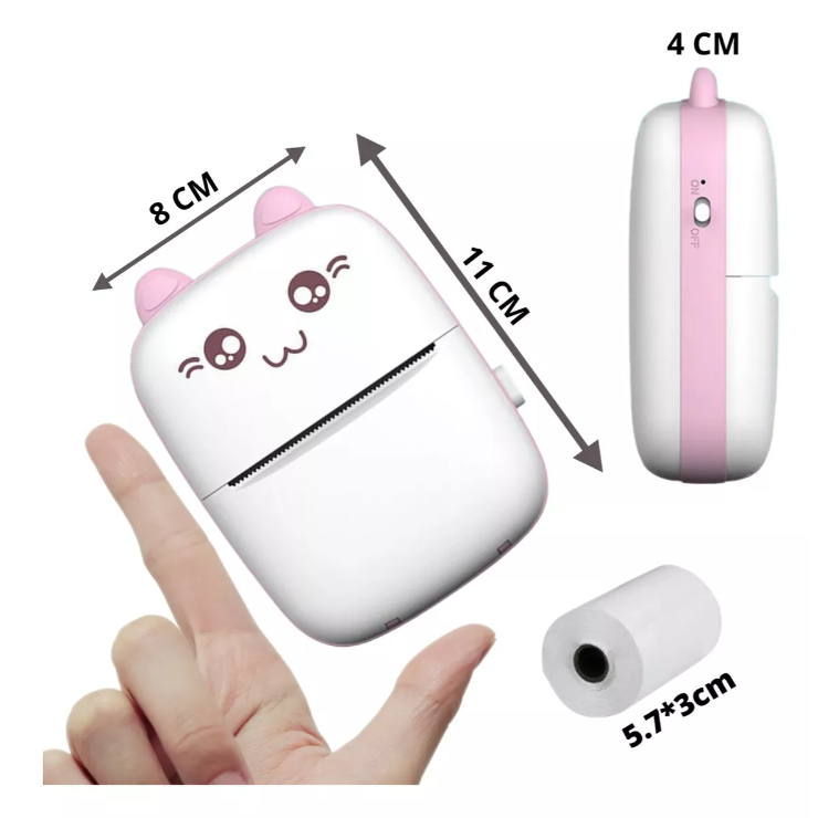 Mini Impressora Portátil Gato Rosa E Azul Térmica Bluetooth | Shopee Brasil
