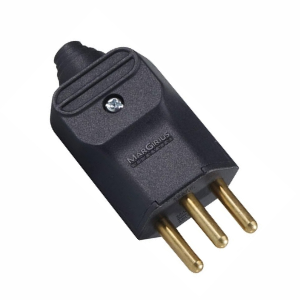 Plug Macho 2P+T 20A 250V 3 Pinos Preto Margirius | Shopee Brasil