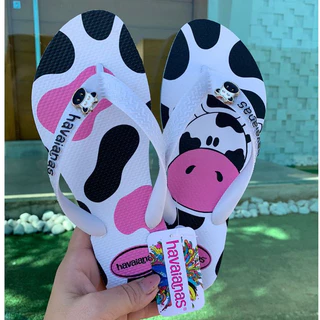 Chinelo Adulto Feminino Juvenil Personagem Vaquinha com desenho na correa Lançamento Confortável Leve Praia Dia a Dia