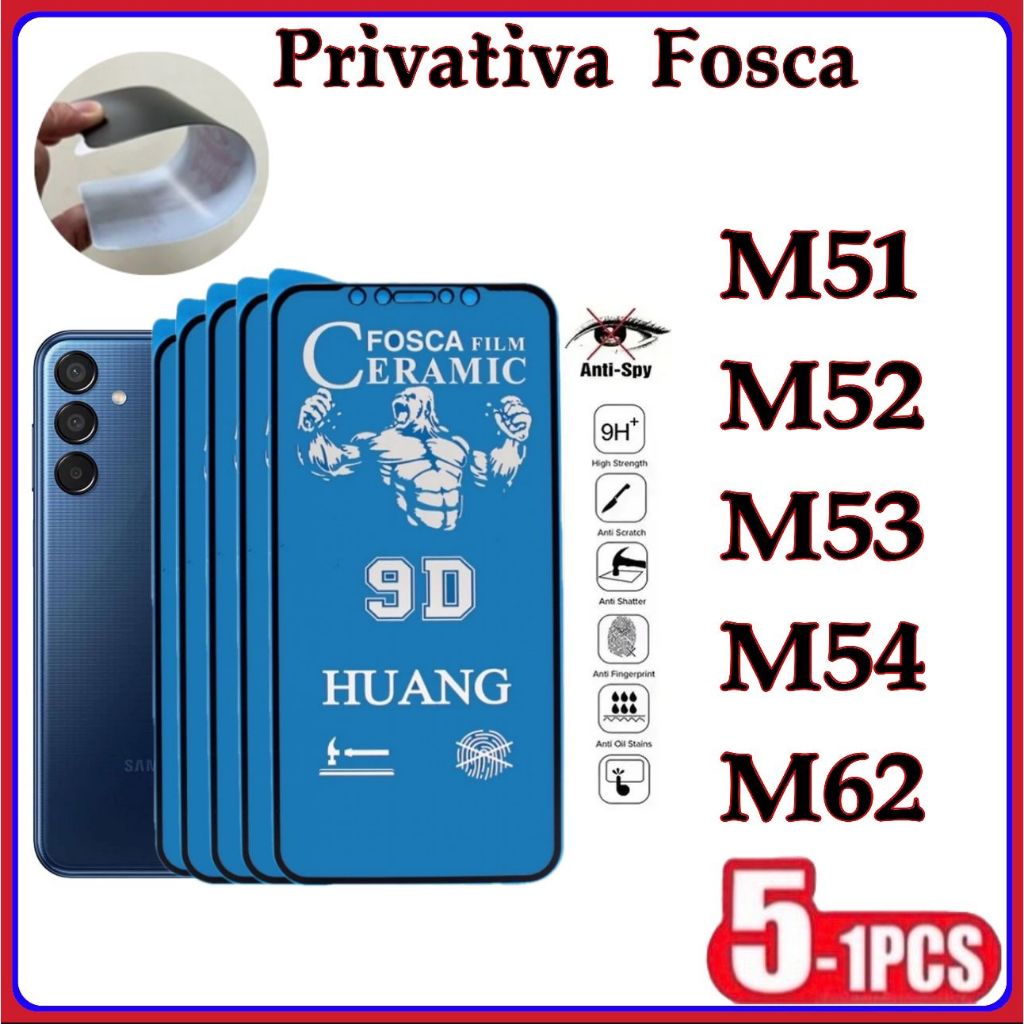 Película Privativa Fosca Anti-Spy Matte Cerâmica Hidrogel Samsung M51 M52 M53 M54 M62