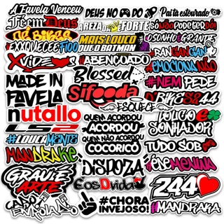 Super Kit 50 Adesivos Frases Carro Moto Bike Bag Caderno Notebook Sticker Cartela