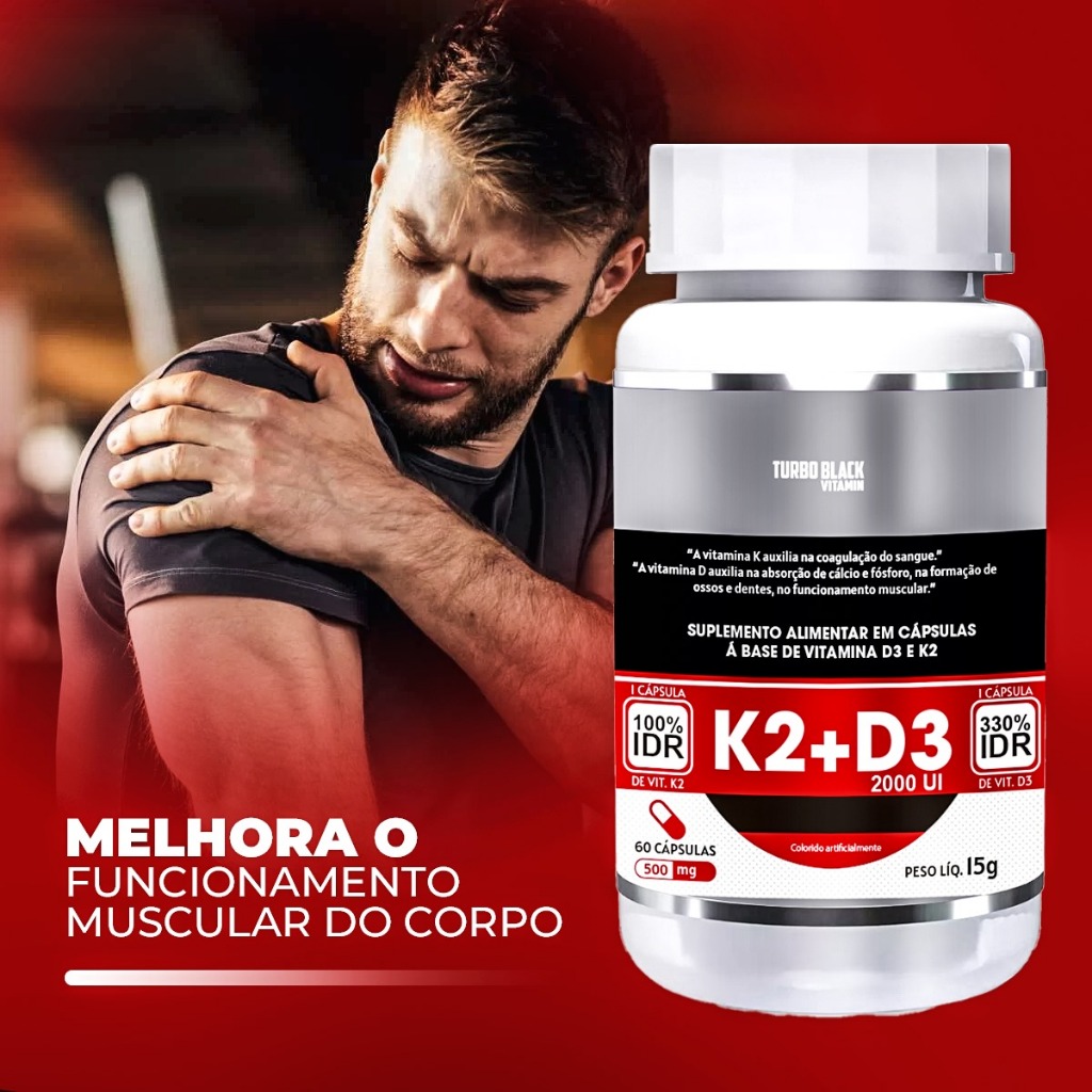 Melhor Vitamina K2 com D3 Turbo Black Fortalece Ossos Coração 60 ...