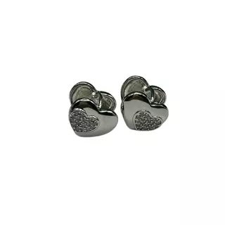 Brinco Semijóia Argola Coração Cravejado Zirconia Ouro Brco