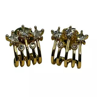 Brinco semijóia ear cuff estrela zirconia banhado a ouro