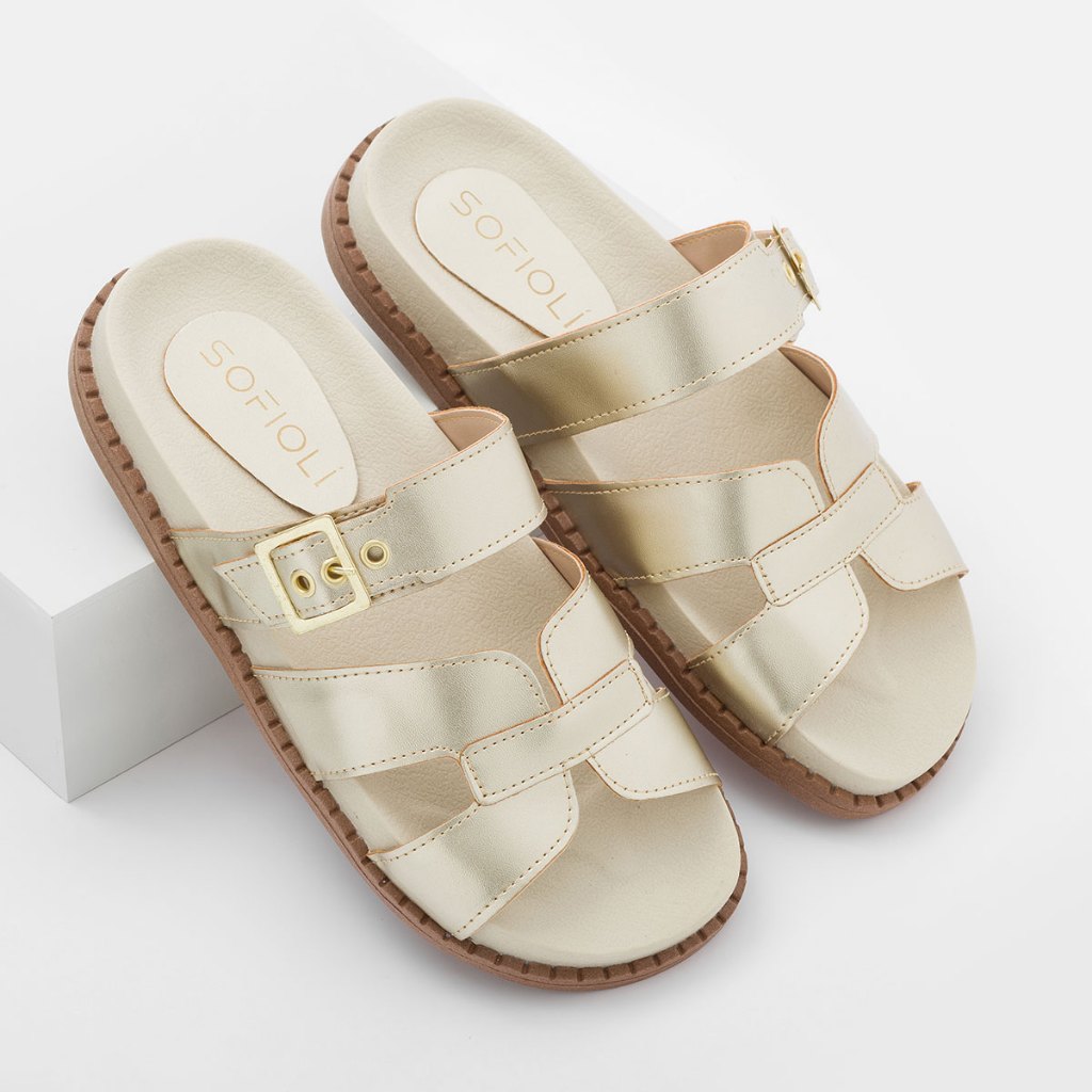 Sandália Chinelo Flat Papete H Feminina Birken Fivela Brilho Verão Flatform Sofioli