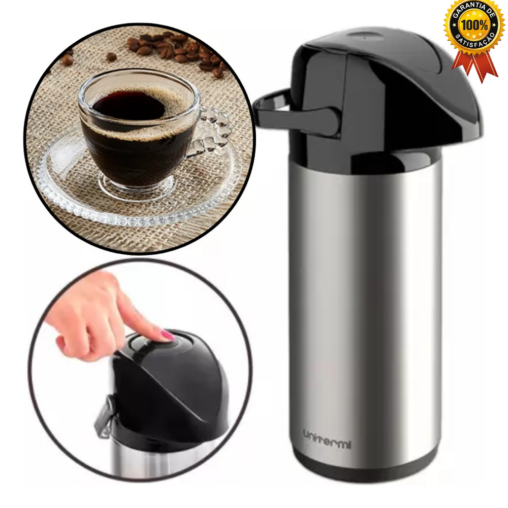 Garrafa Térmica de Café Inox Verona de Pressão com Capacidades de 1L ...