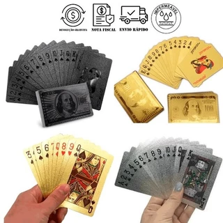 Baralho Dourado ou Prata Dólar Baralho Dourado Ouro a Prova D’água SUPER Resistente de Plástico Poker Truco Canastra em Oferta na Shopee