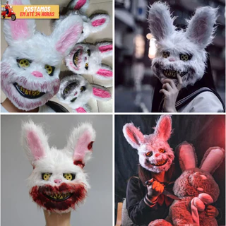 Máscara De Halloween Coelho Sanguíneo Assustador Fantasia