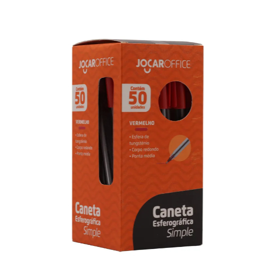 Kit Caneta Esferográfica Simple1.0mm Jocar Office Vermelho 5 Kit Caneta Esferográfica Simple1.0mm Jocar Office Vermelho 5