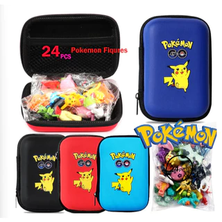 Kit 24 Miniaturas Bonecos Pokemon Colecionaveis com Mini Bolsa Estojo Pikachu Coleção