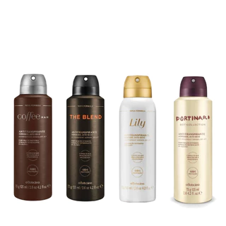 oBoticário Desodorantes Aerossol Jato Seco (75g, 125ml): The Blend, Coffee Man, Lily, Portinari, Men e Liz