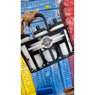 Kit 6 und Garrafa Squeeze + Cesta Porta Garrafas Personalizado Time Sua Logo Nome
