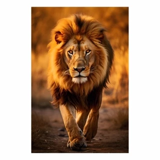 Quadro Decorativo em Adesivo Leão Savana com Moldura