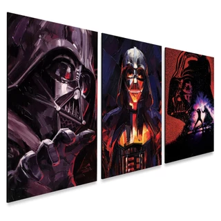 kit 3 Quadros Decorativos Stars Wars Darth Vader