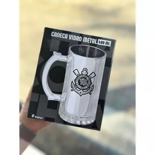 Caneca De Vidro Metalica 480ML Corinthias