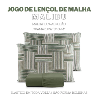 Jogo de Lençol 3 peças Malha 100% Algodão Casal Padrão
