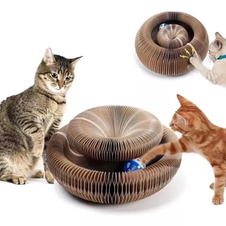 Brinquedo Mágico Para Gato Arranhador Papel Sanfonado Dobrável Com Bola