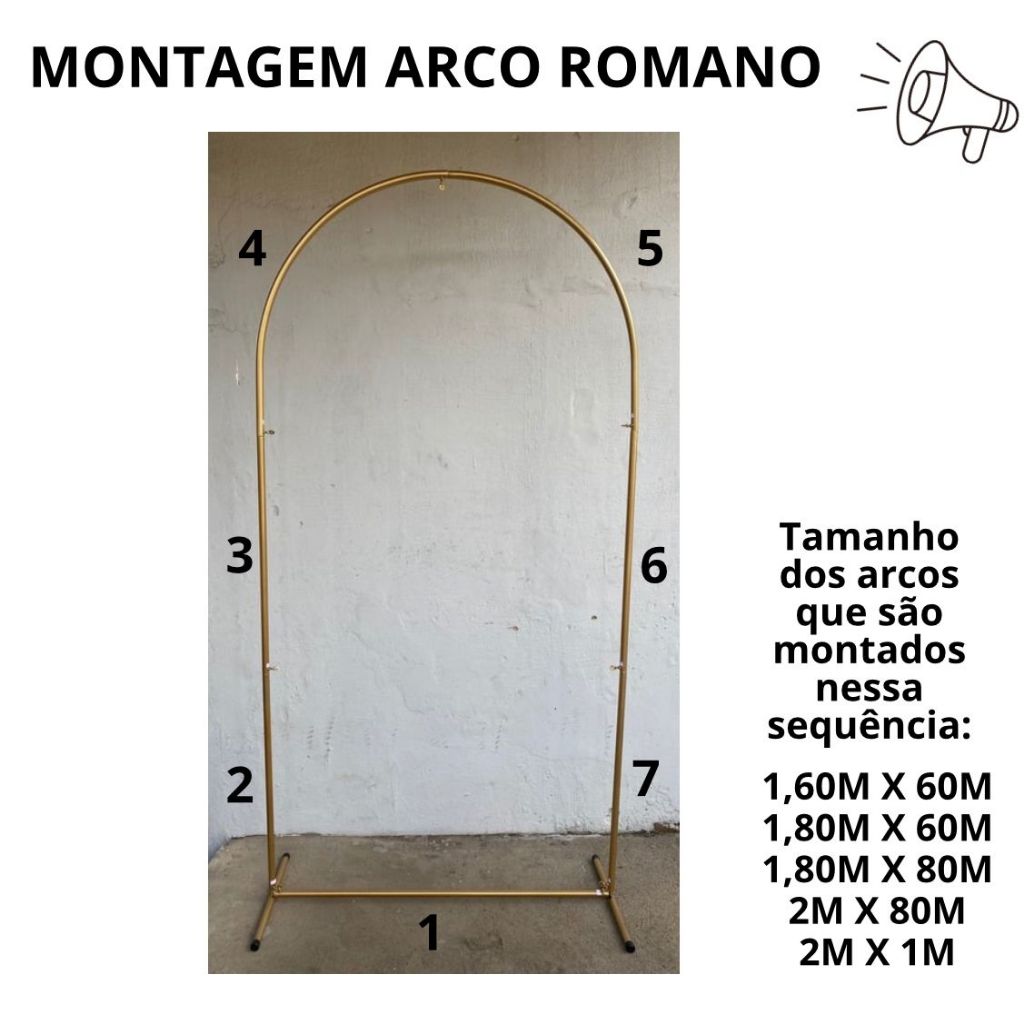 Kit Arco 2 Romano + 1 Retangular Desmontável Festa Decoração Estrutura ...