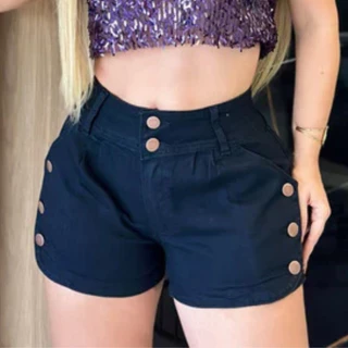 Short Jeans 8 Botões Azul Petróleo Bermuda Feminina Com Lycra Diversos Modelos Oferta Exclusiva!