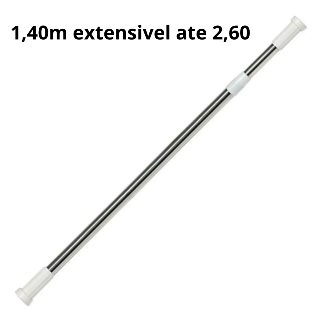 Varão Extensivo Ajustável 1,40m à 2,60m Para Cortina de Box Banheiro ...