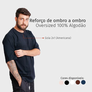 Camisa Camiseta Oversized Masculina Lisa Camisa Streetwear 100% Algodão