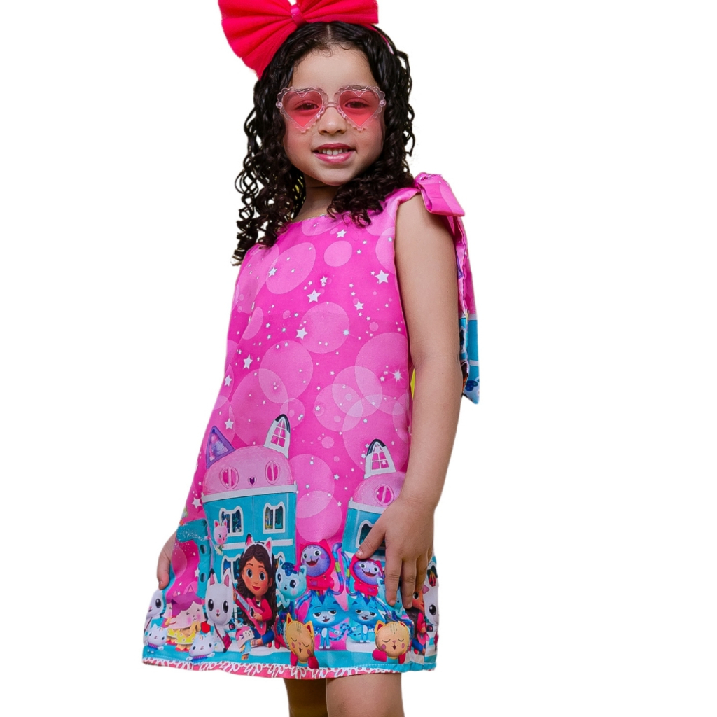 vestido temático infantil A Casa Mágica da Gabby, roupa da gabi, look ...