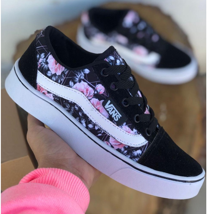 Tênis Feminino Sapatênis VS Casual Leve Confortável Florido Dia a Dia