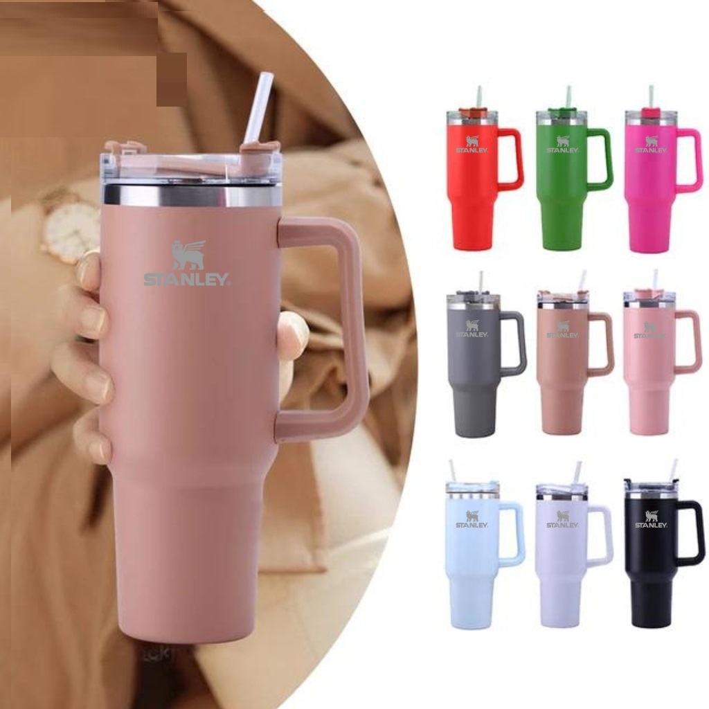 Copo Térmico Quencher Stanley Caneca térmica 1200ML Com Canudo e Alça Resistente - Entrega Rapida